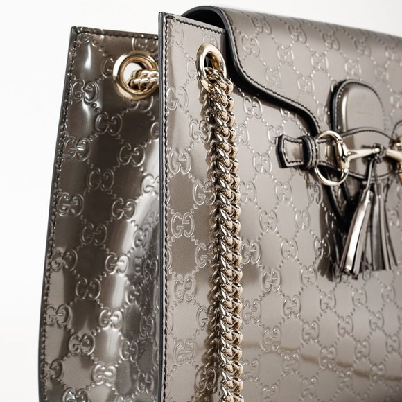 Gucci Shine Guccissima Large Emily Chain Shoulder Bag in Metallic Leather - Picture 7 of 11